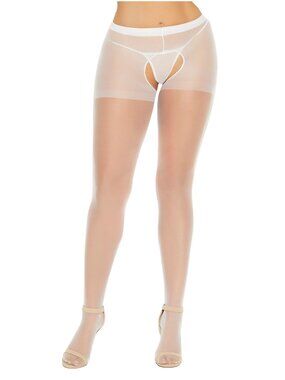 White Open Crotch Pantyhose Plus Size
